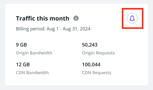 Access the alert settings from the traffic usage section
